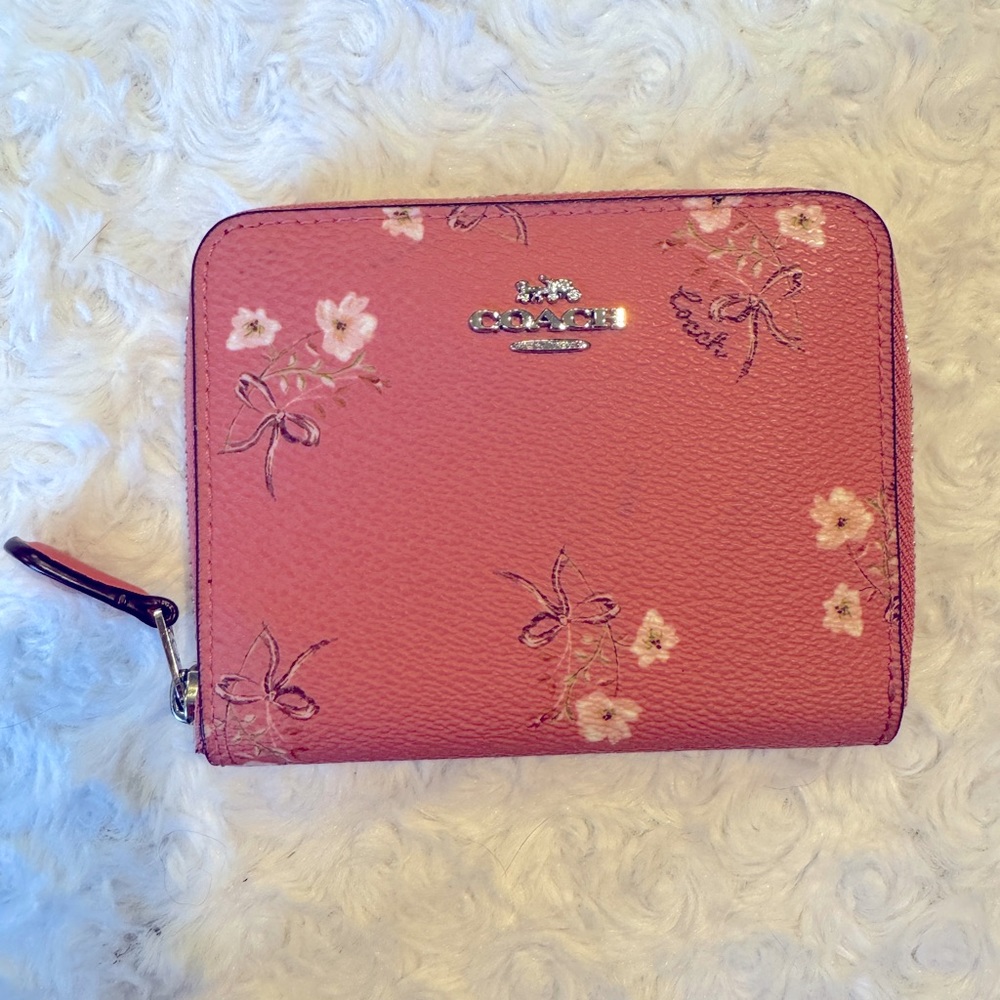 Coach floral pink zip wallet